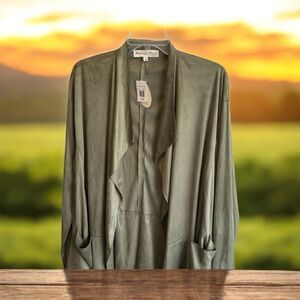 NEW Heritage  Charm Faux Green Suede Women’s Cardigan - L- NWT